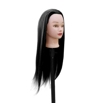 Манекен голова для причесок Braid с черными волосами 65 см с кронштейном-4