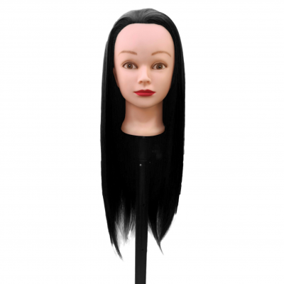 Манекен голова для причесок Braid с черными волосами 65 см с кронштейном-5